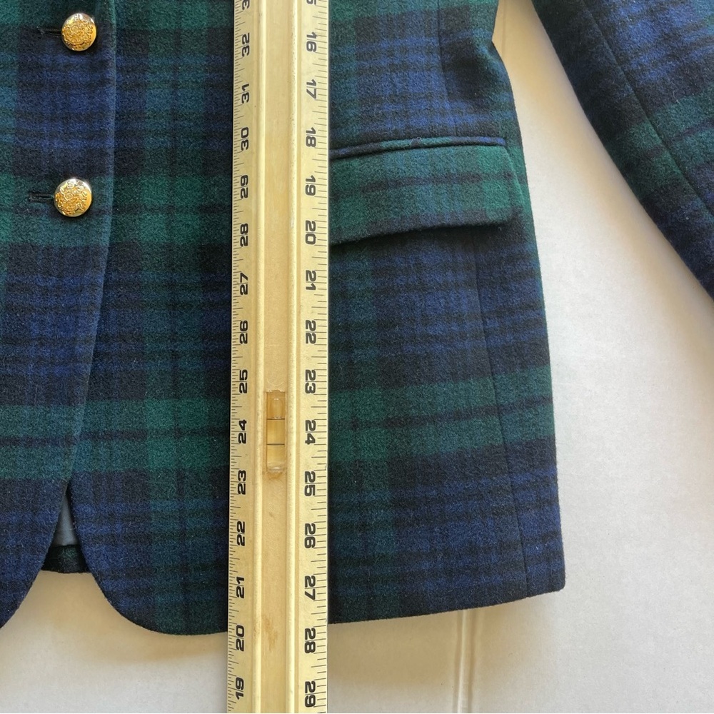 Lauren Ralph Lauren Wool Cashmere Tartan Blazer Green Navy Size 10 Petite - Picture 16 of 17